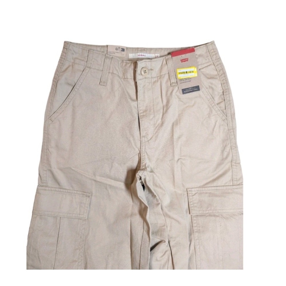 ⭐E5 Levi's 94 Baggy Cargo Pants Adjustable Hem - Size 24 × 30 - Khaki